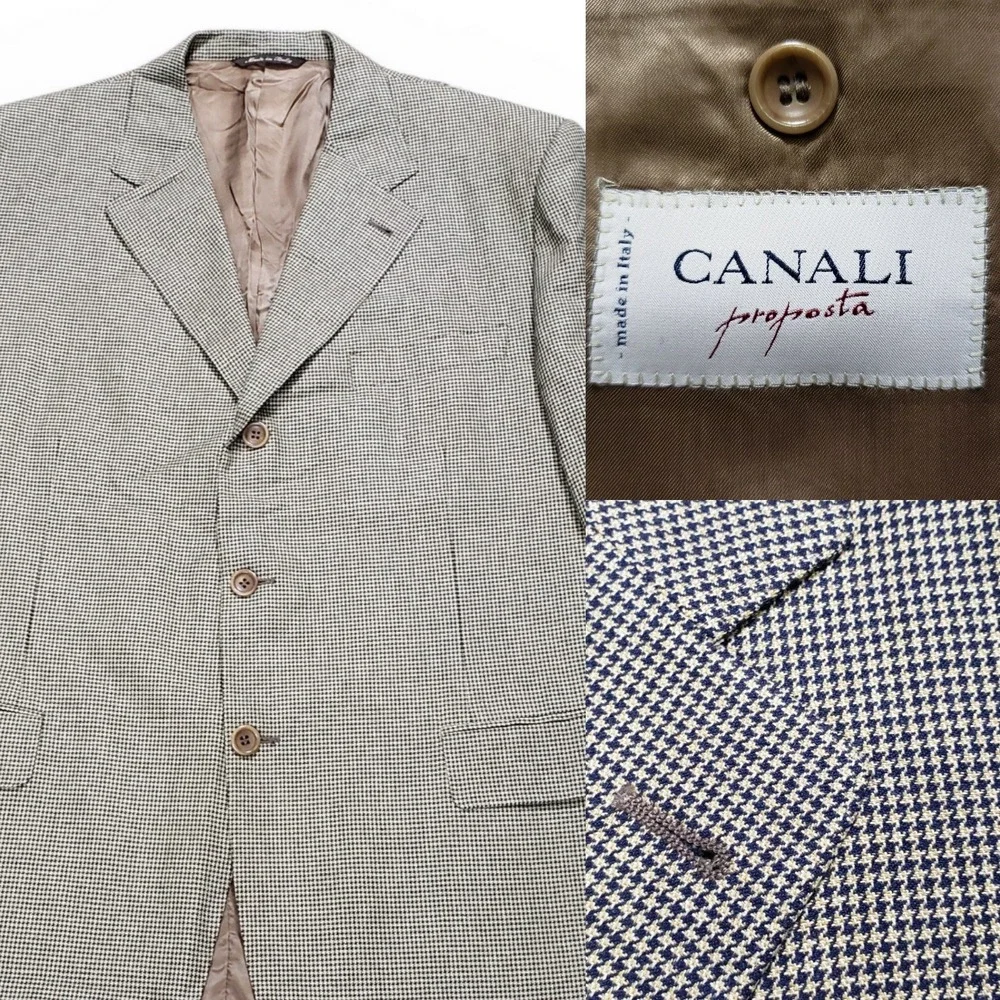 Canali Silk Wool Blazer 44R Tan Italy Suit Jacket